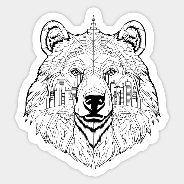 Grizzly Bear Animal Freedom World Wildlife Wonder Vector Graphic Sticker by Cubebox